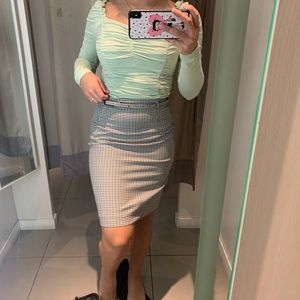 Houndstooth Midi Skirt